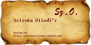 Szlivka Olivér névjegykártya