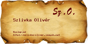 Szlivka Olivér névjegykártya