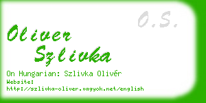 oliver szlivka business card